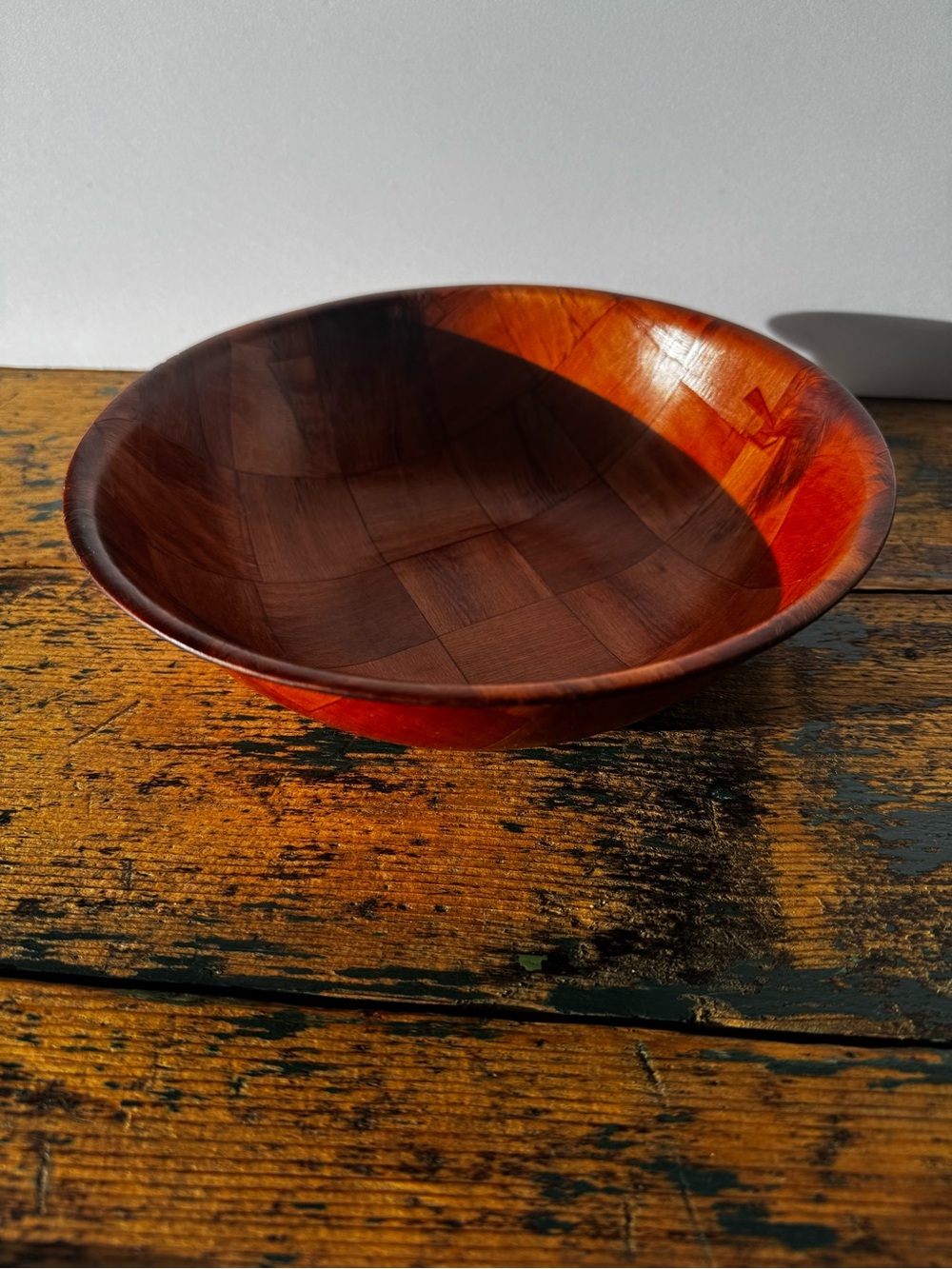 Woven Wooden Salad Bowl - Parquet Style